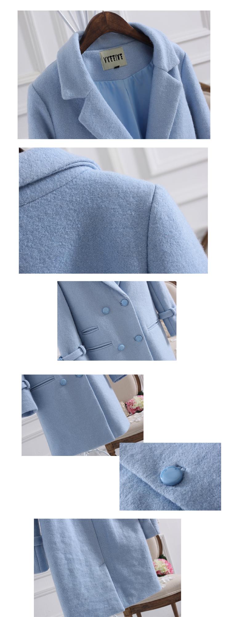 Mssefn 2014秋冬新款 女装中长款纯色羊毛呢大衣 W01