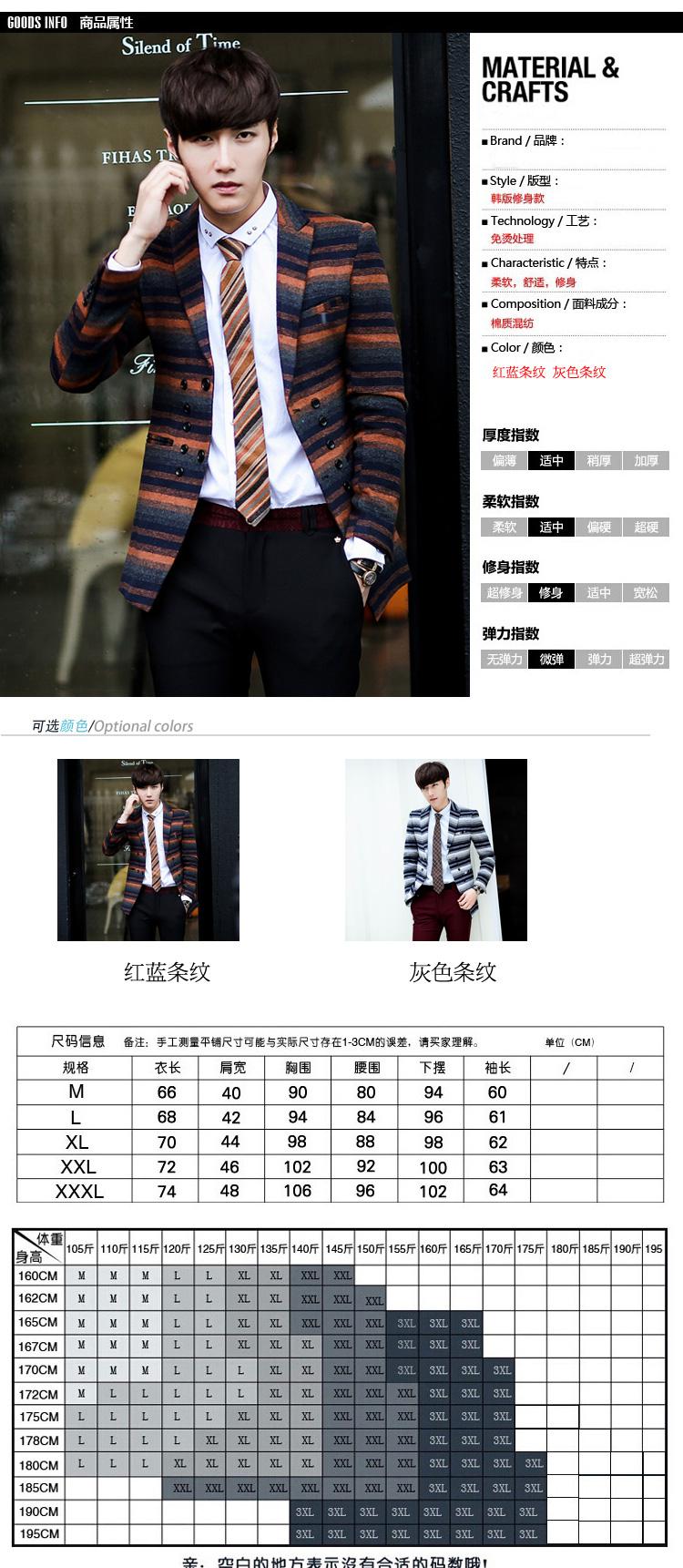 Mssefn 2014秋冬新款 韩版修身男士条纹单排扣中长款风衣 潮男外套X148
