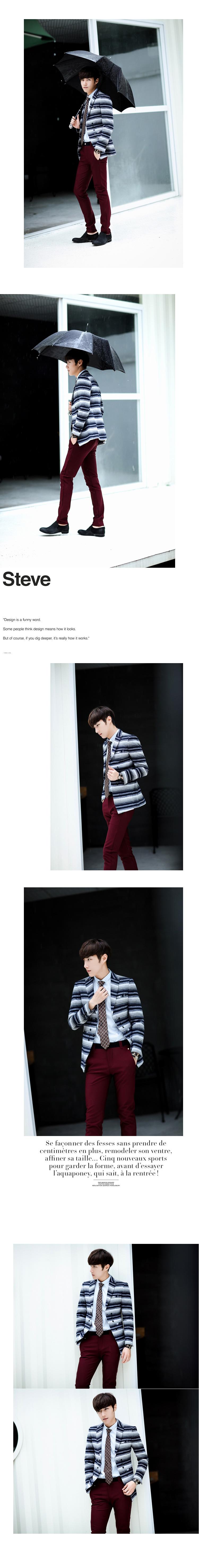 Mssefn 2014秋冬新款 韩版修身男士条纹单排扣中长款风衣 潮男外套X148