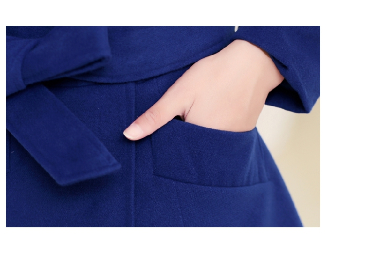 Mssefn 2014秋冬新款 韩版女装修身系带长袖毛呢外套中长款YASG1969
