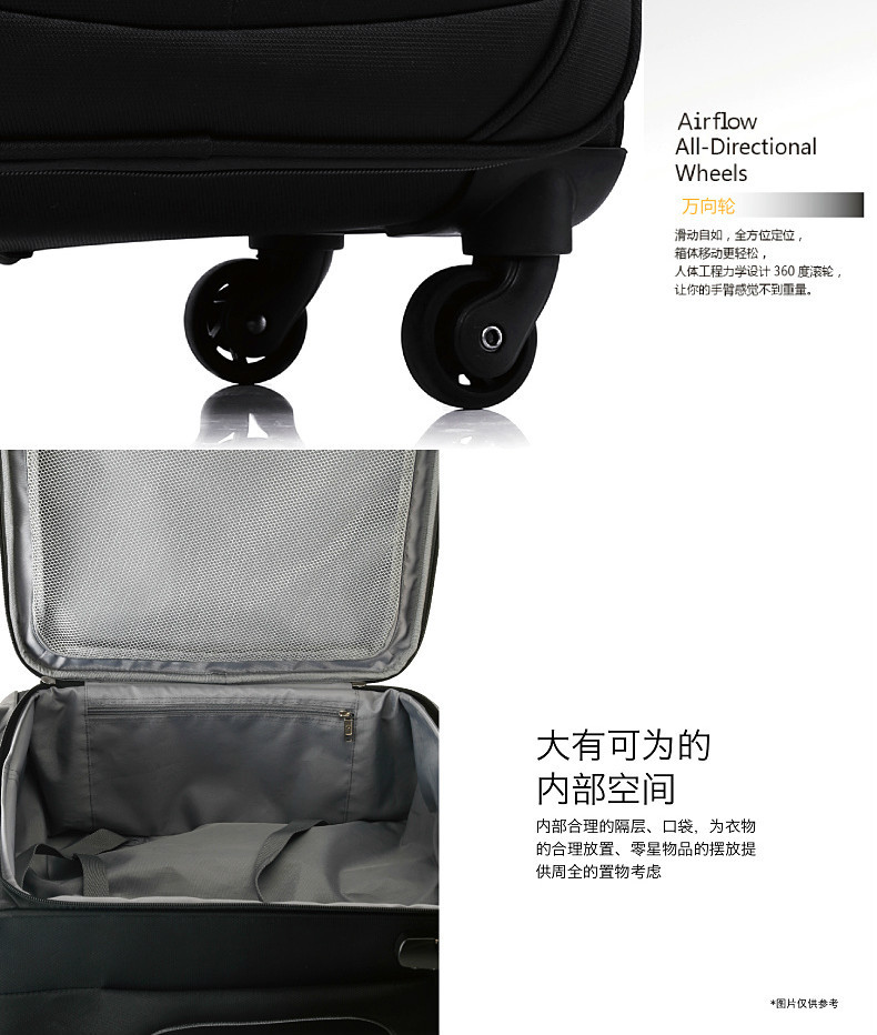 Samsonite/新秀丽商务旅行箱男万向轮拉杆箱出差软箱大容量行李箱女登机箱公文箱35B 20英寸