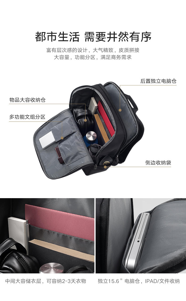 Samsonite/新秀丽大容量舒适男士旅行背包新品 商务通勤笔记本电脑包TQ3