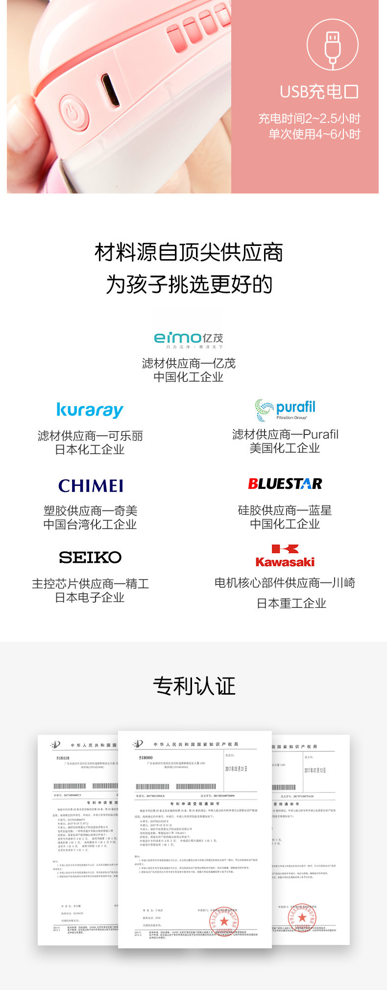 澳得迈（AODMA）FA-603儿童电动口罩 防雾霾 防流感 主动送风