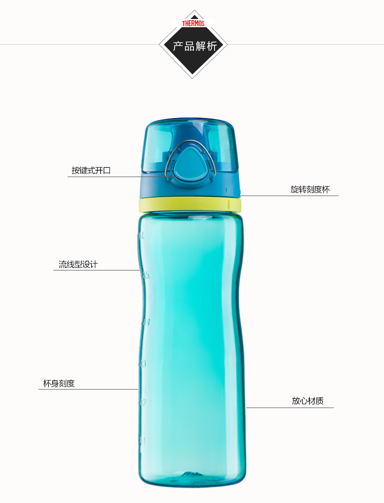 THERMOS膳魔师塑料水杯700ML夏季便携运动随手杯Tritan材质水壶 HT-4002