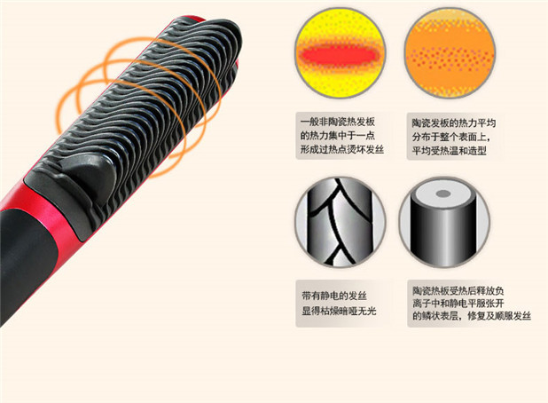 金稻直发器不伤发两用直发梳直板夹卷发器拉直电夹板陶瓷美发工具KD-388