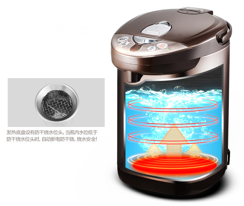 【限时特卖秒杀】Midea/美的 PF703-50T 电热水瓶家用304不锈钢速热式保温5L烧水壶