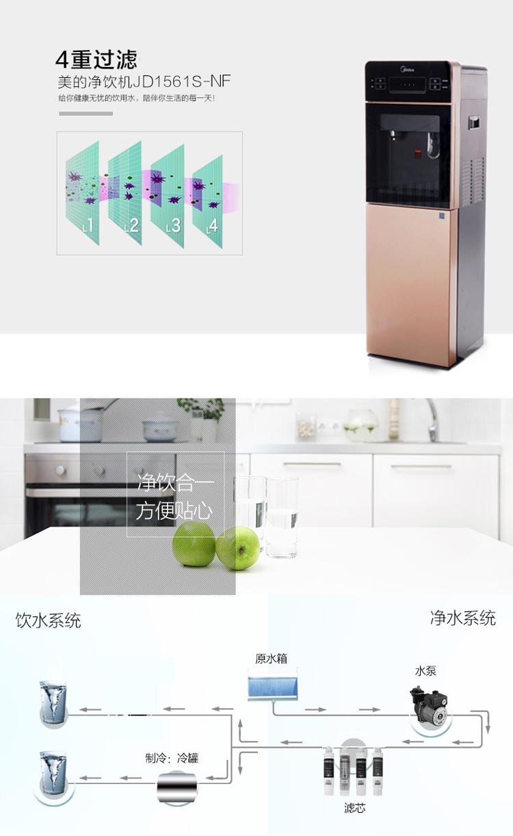 Midea/美的JD1561S-NF 立式家用纳滤智能过滤净饮机制热冷饮水机