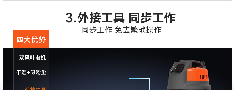 杰诺工业吸尘器宾馆强力商用大功率洗车场工厂仓库装修用干湿50L