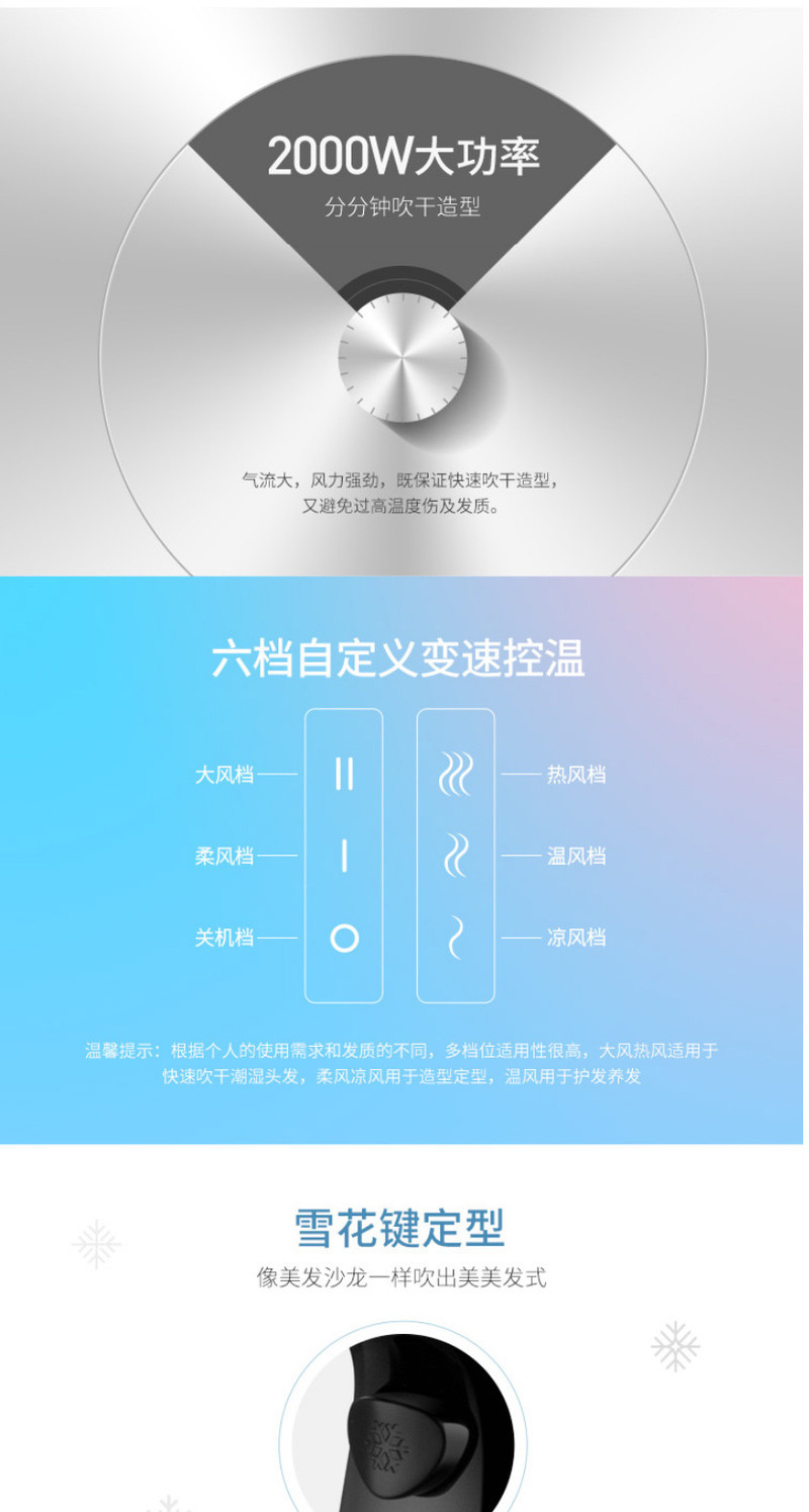 飞科电吹风机6231大功率冷热风恒温负离子电吹风2000W