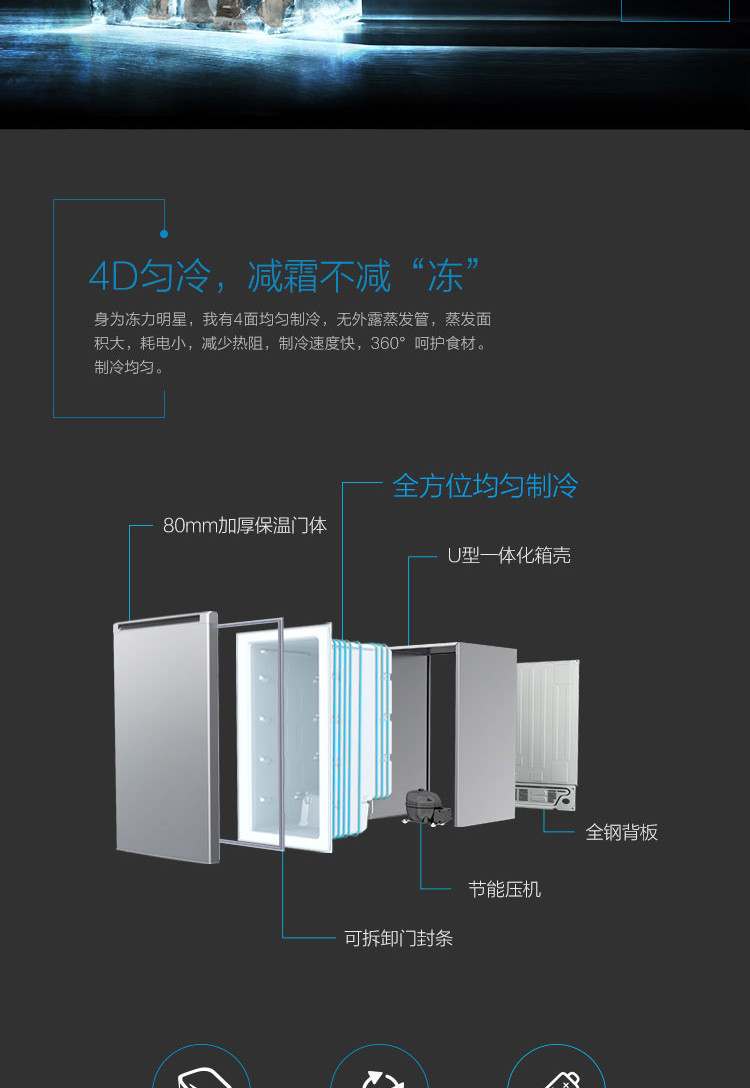 Haier/海尔 BD-148DL 148升 小型冷柜电冰柜迷你全冷冻节能静音