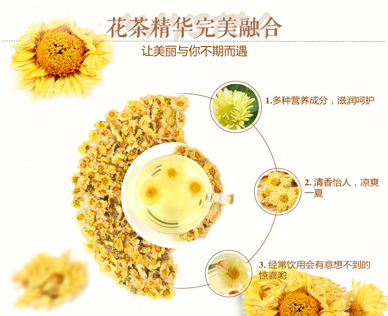 【三只松鼠_小美杭白菊40gx2盒】花草茶菊花茶桐乡杭白菊