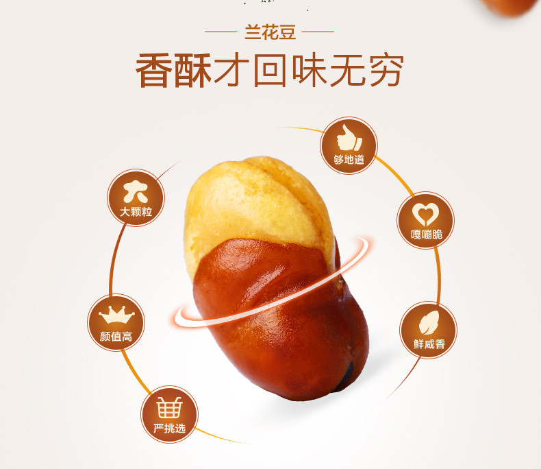 【百草味-牛肉/盐焗味兰花豆210g】休闲零食小吃 炒货特产蚕豆