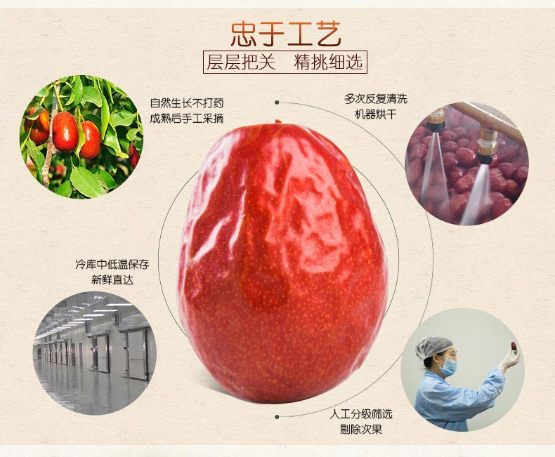 【楼兰蜜语红枣_一等枣500g*2袋】新疆和田大枣特产零食枣子骏枣