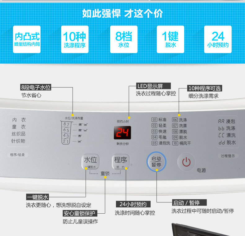 TCL XQB60-21CSP 6公斤全自动波轮洗衣机 家用 送货入户