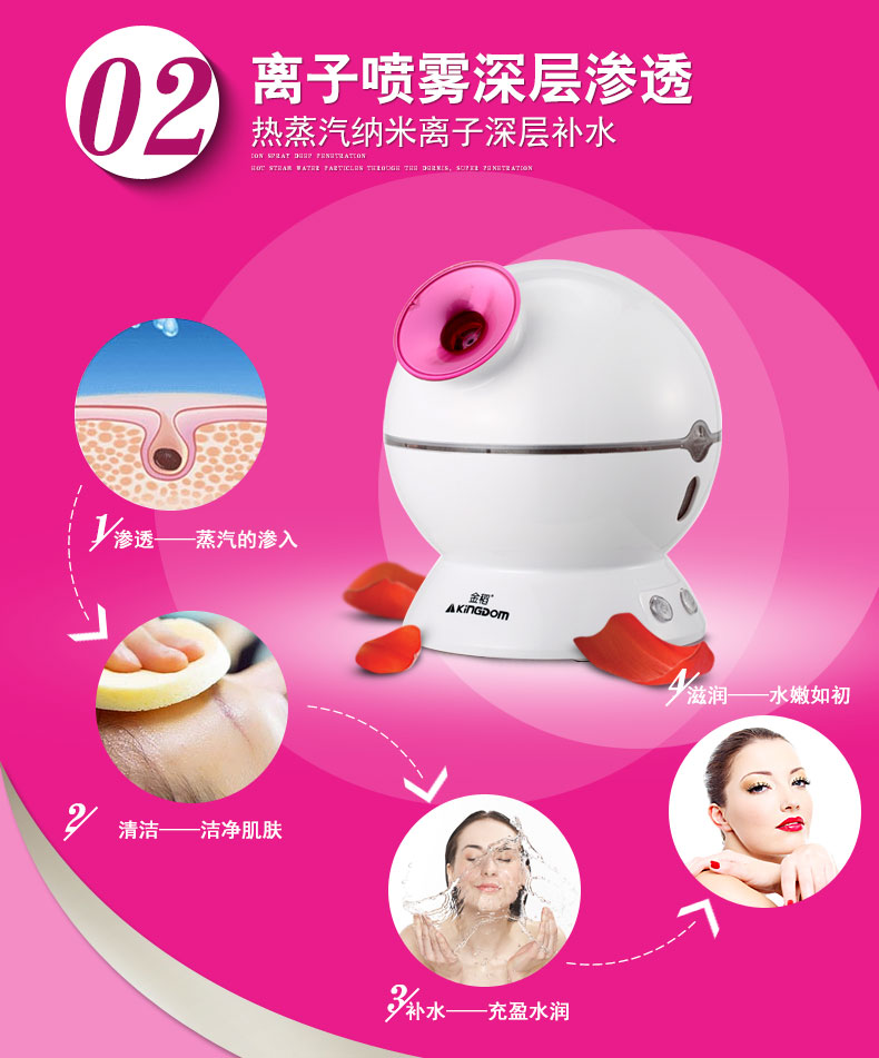金稻蒸脸器冷热喷KD-2331-3美容喷雾器家用美容仪离子补水仪蒸面
