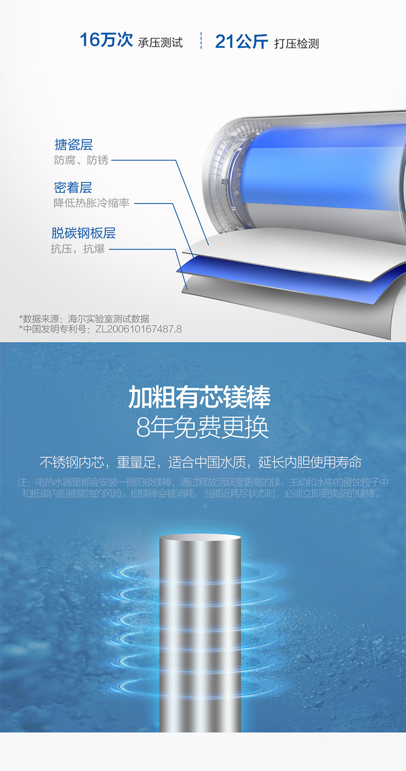 Haier/海尔 EC8003-YT1 80升热水器电家用卫生间洗澡速热储水式