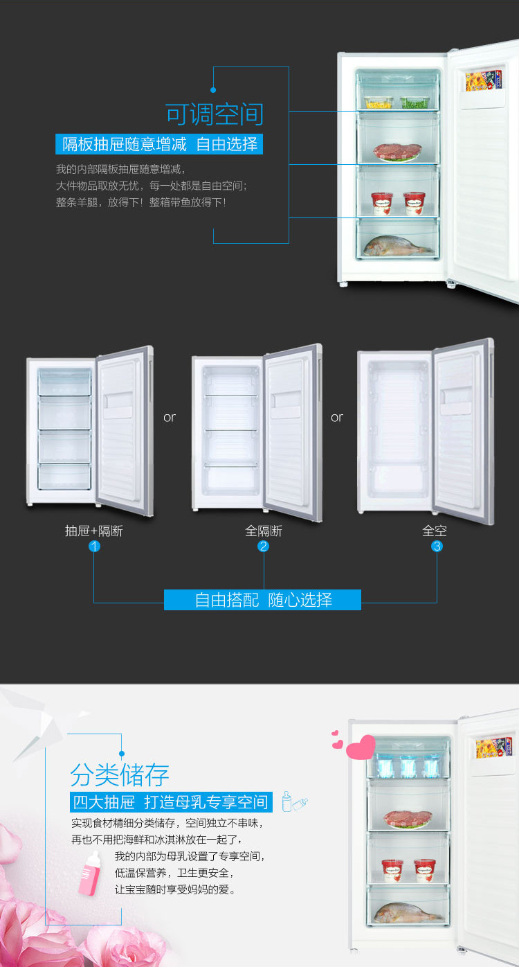 海尔/Haier BD-148DL 148升 小冰柜母婴母乳储存冷冻节能抽屉