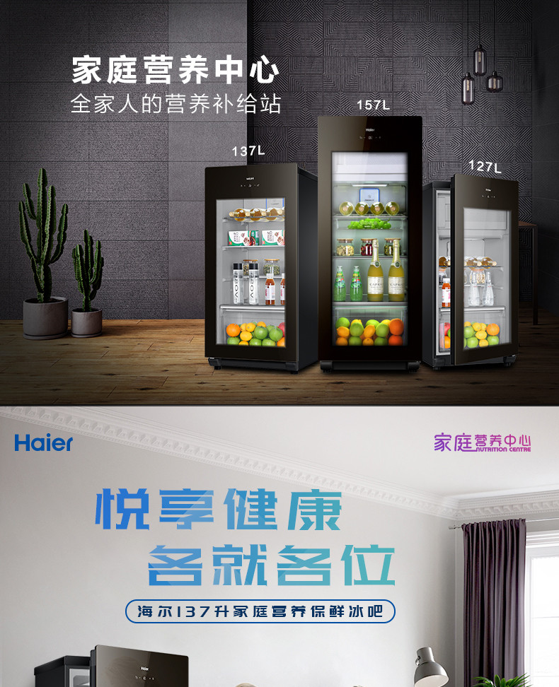 海尔/Haier DS0137K 137升冰吧冰箱冷藏冷冻家用酒柜茶叶保鲜柜