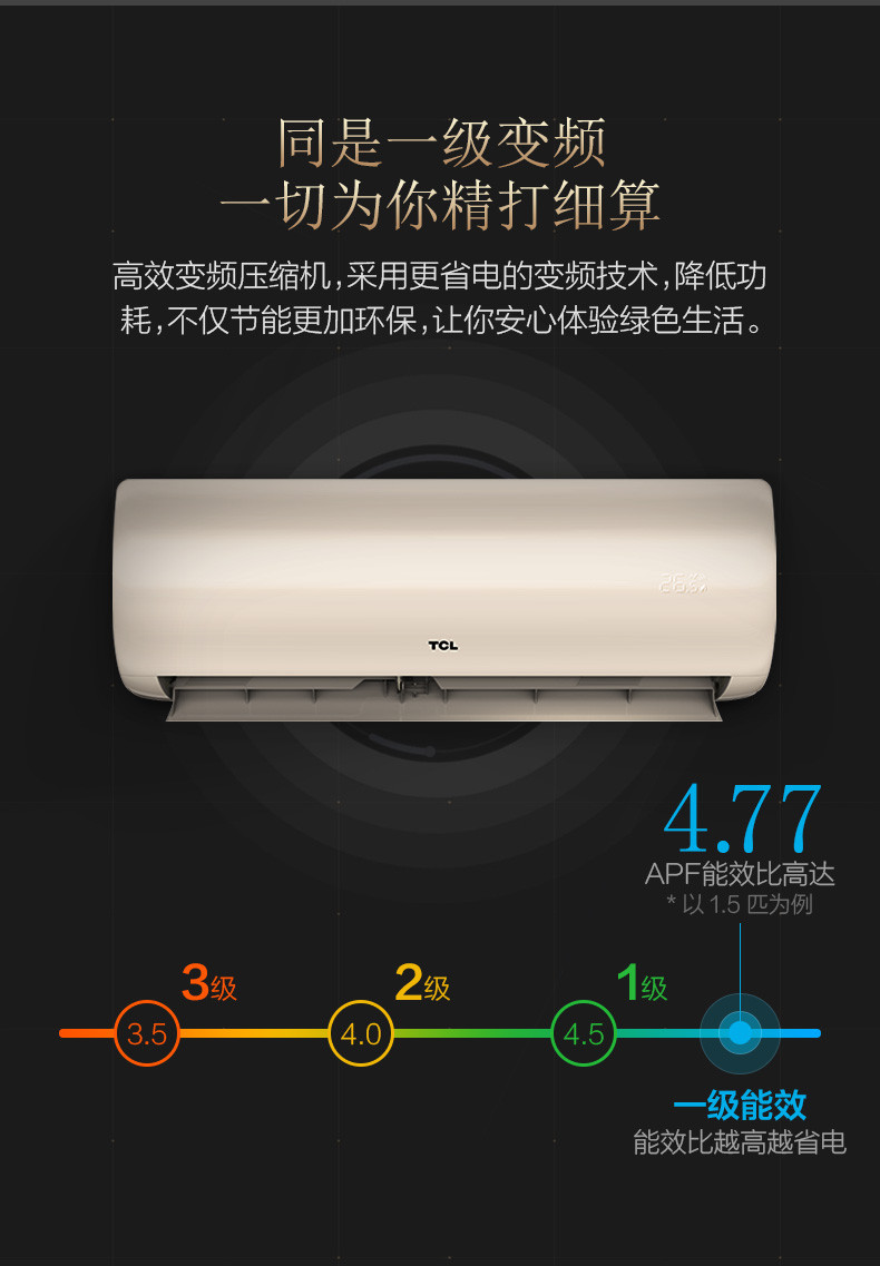 TCL KFRd-35GW/D-XS21Bp(A1) 大1.5匹家用冷暖壁挂式变频空调挂机