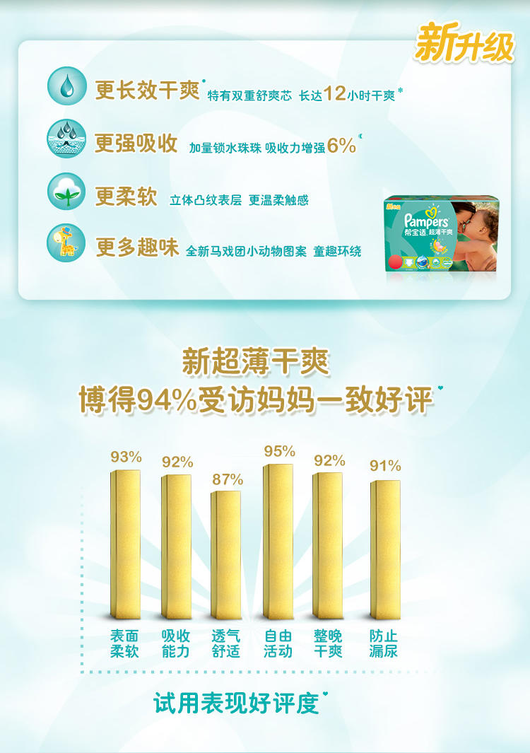 帮宝适（Pampers）超薄干爽纸尿裤 加大号XL68片