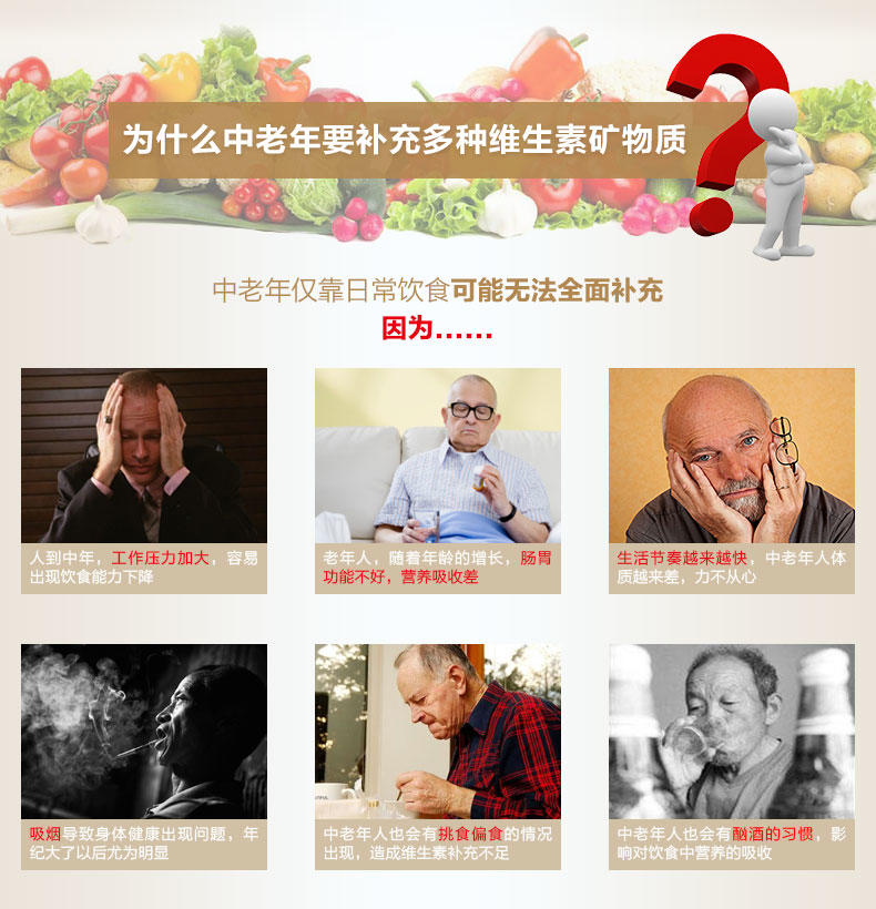 黄金搭档牌多种维生素矿物质片(中老年型) 3盒装