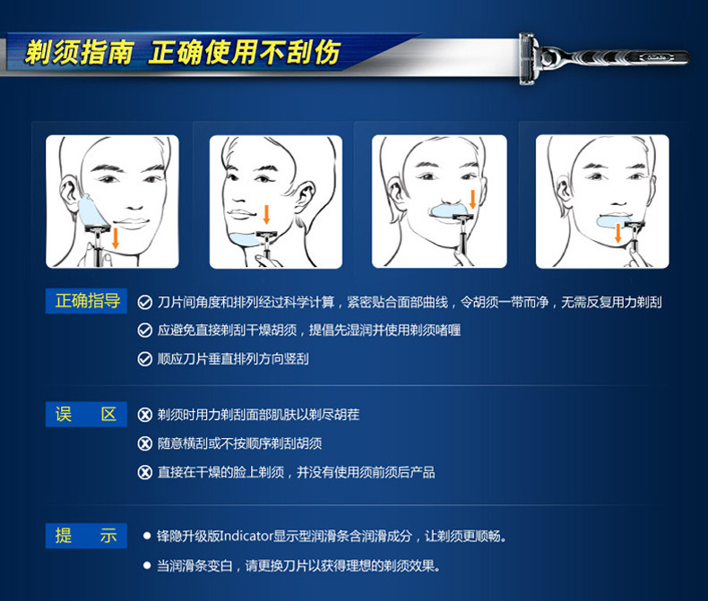 吉列/Gillette 锋速3剃须刀1刀架2刀头