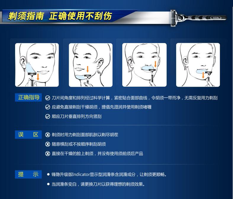 吉列/Gillette 锋速3剃须刀1刀架2刀头