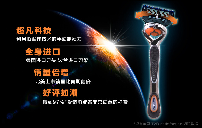 吉列/Gillette 锋隐致顺5层剃须刀1刀架3刀头