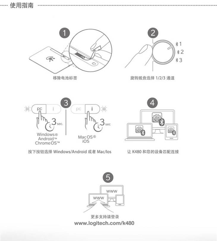 罗技K480 多功能智能蓝牙无线键盘 安卓iphone6电脑手机平板键盘