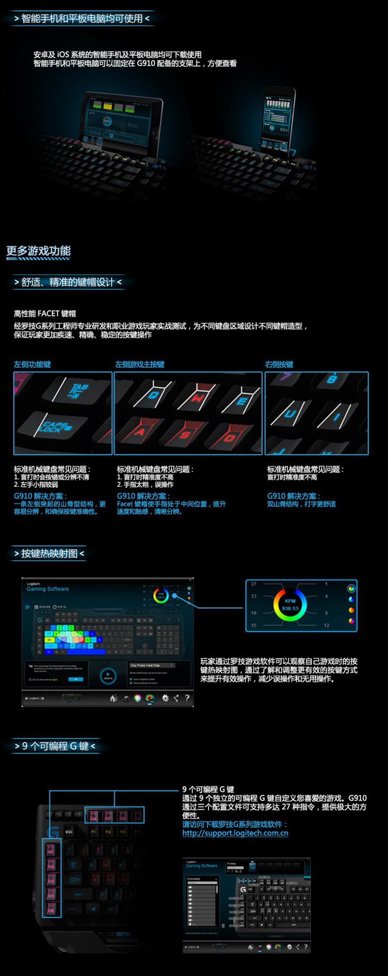 罗技G910 有线游戏机械键盘 LOL/CF 专业编程背光游戏键盘