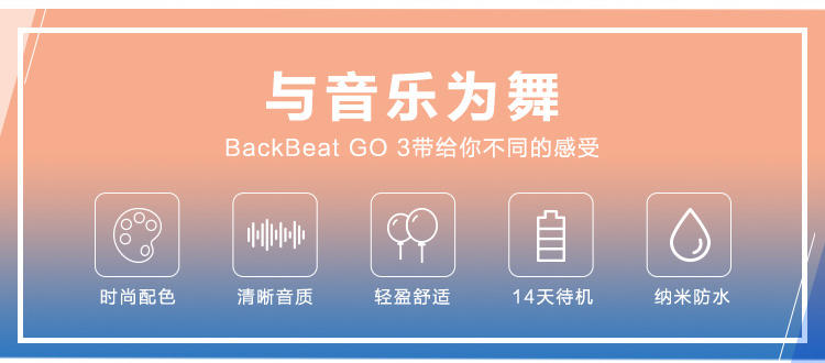 Plantronics缤特力 BackBeat GO 3豪华版立体声音乐蓝牙耳机线控