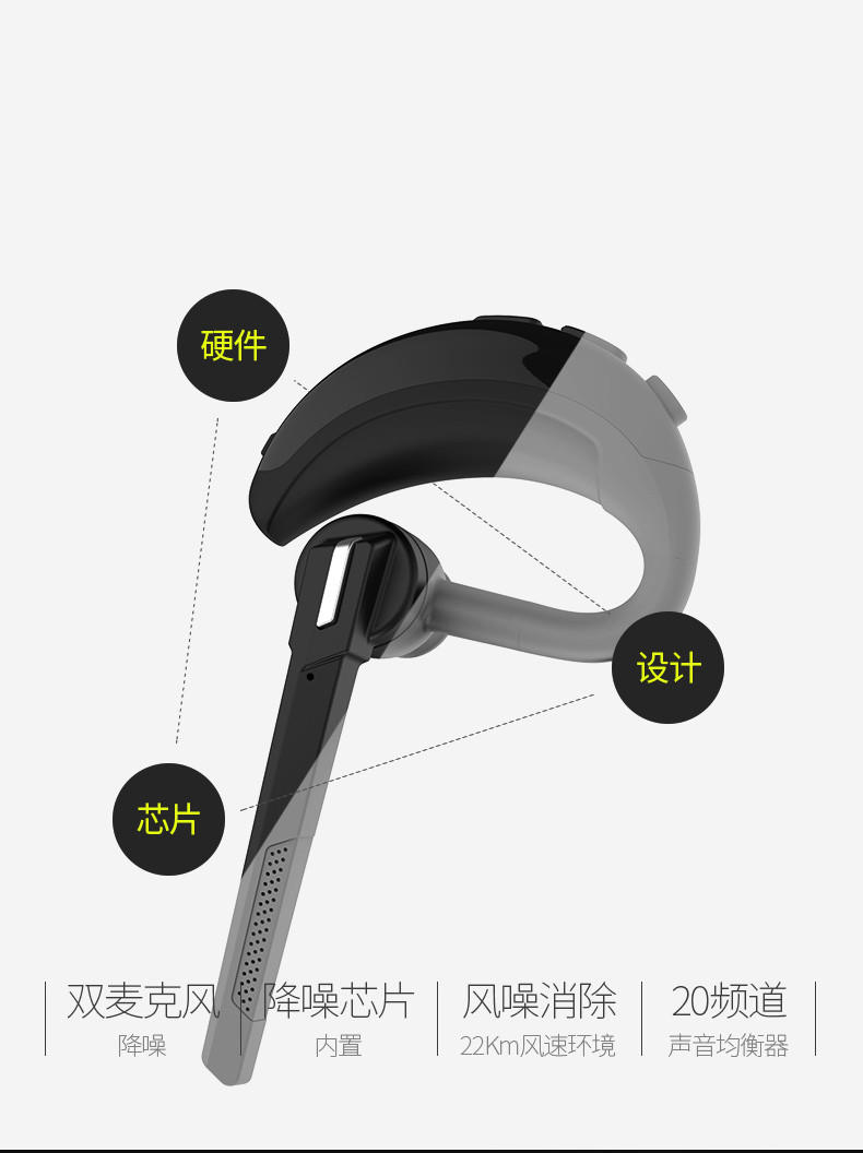 大康 锋行200 商务车载蓝牙耳机 耳挂式 无线运动跑步苹果7/三星/安卓手机通用 大康锋行4.2蓝