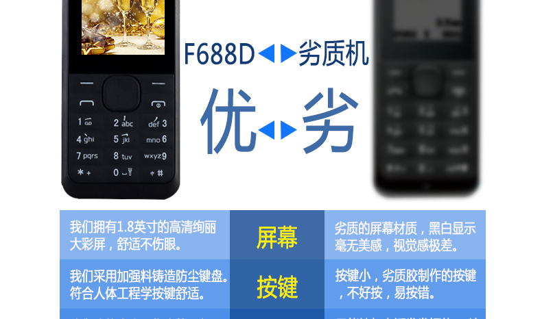 福中福 F688D 双卡低价直板老人手机国产老人机厂家老年机