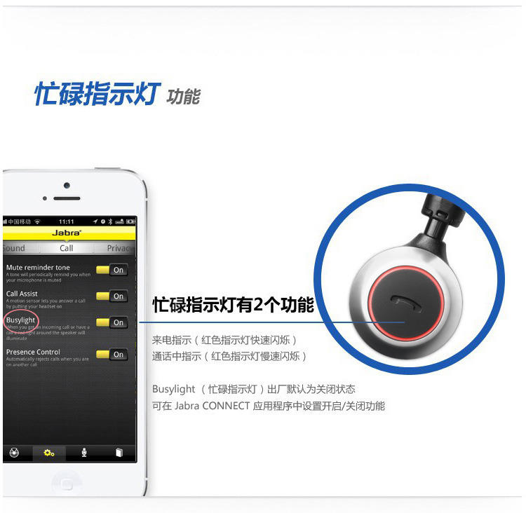 捷波朗/Jabra motion魔声 蓝牙耳机 商务通话蓝牙耳机 通用型 后耳挂式