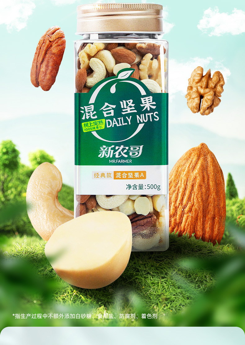 新农哥 纯坚果原味混合果仁500g每日果仁孕妇儿童即食原味果仁