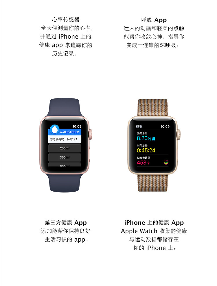 Apple Watch Sport Series2智能手表 38毫米金色铝金属表壳搭配砖青色运动型