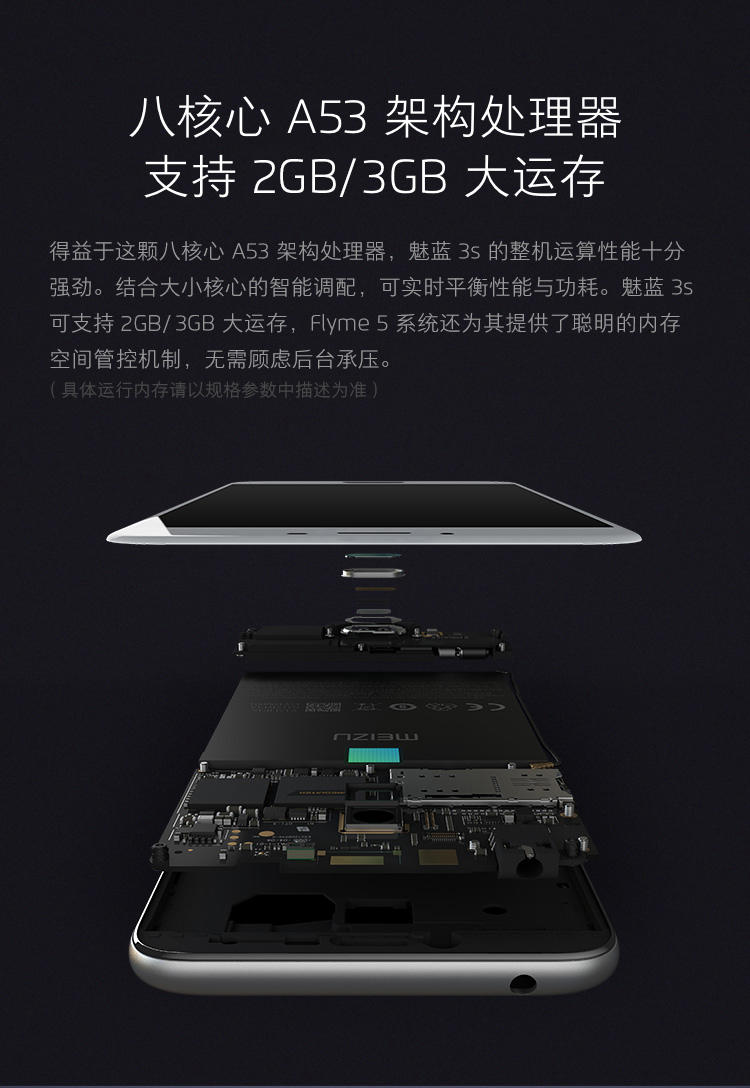 魅族(MEIZU) 魅蓝3S 4G手机 双卡双待 玫瑰金 全网通(3G RAM+32G ROM)标配