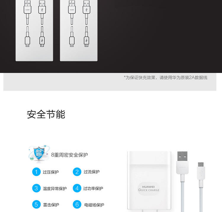 华为（HUAWEI）充电器/数据线 适用荣耀6/荣耀8/P9/mate7/V8 5V/2A充电器套装