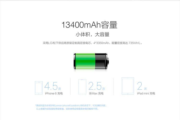 乐视（Letv）乐视原装充电宝 QC2.0双向快充 移动电源/充电宝 13400mAh 金色