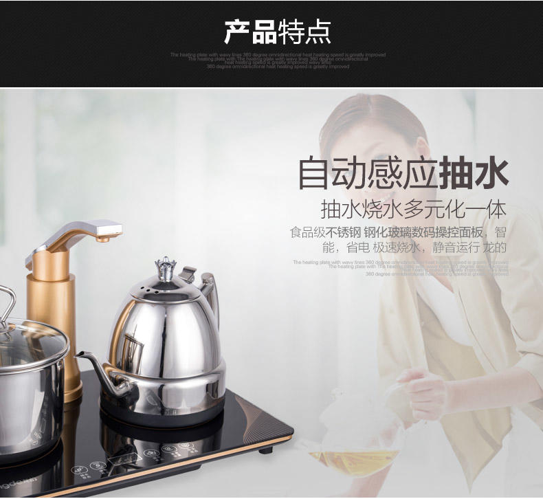 龙的LD-TH1009G 自动上水壶电热水壶套装茶具触摸电磁茶炉茶壶烧水壶