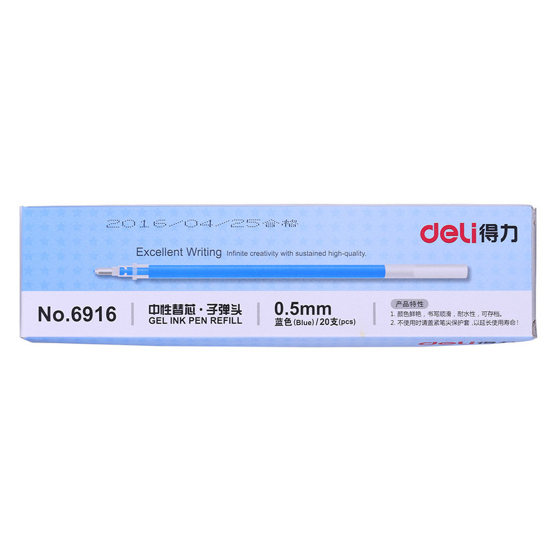 得力/deli 得力(deli)6919 中性笔芯 水笔芯 签字笔替芯 通用笔芯 0.5mm20支