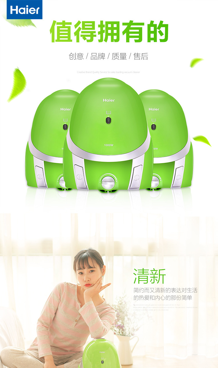 海尔/Haier 卧式吸尘器 家用手持吸尘器大吸力大功率吸尘机 ZWDJ1000-2102C