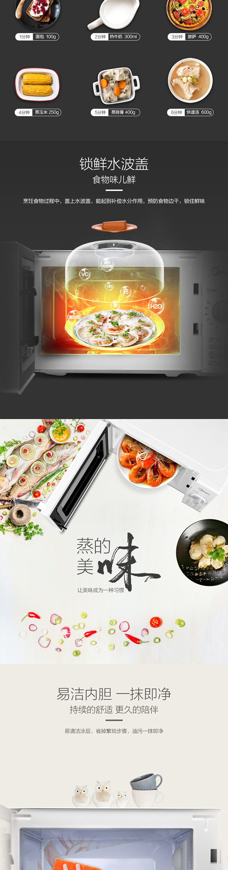 美的/MIDEA 家用微波炉 转盘加热 20升 家用小型M100 白色【特惠】