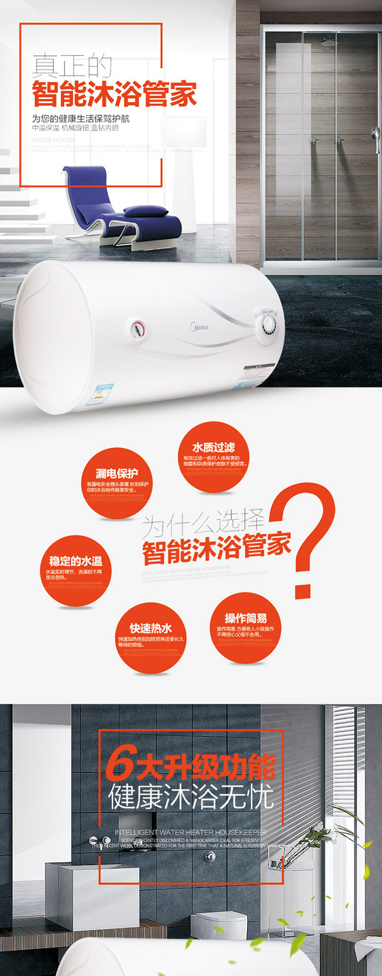 美的/MIDEA 50L电热水器F50-15GA1(H)