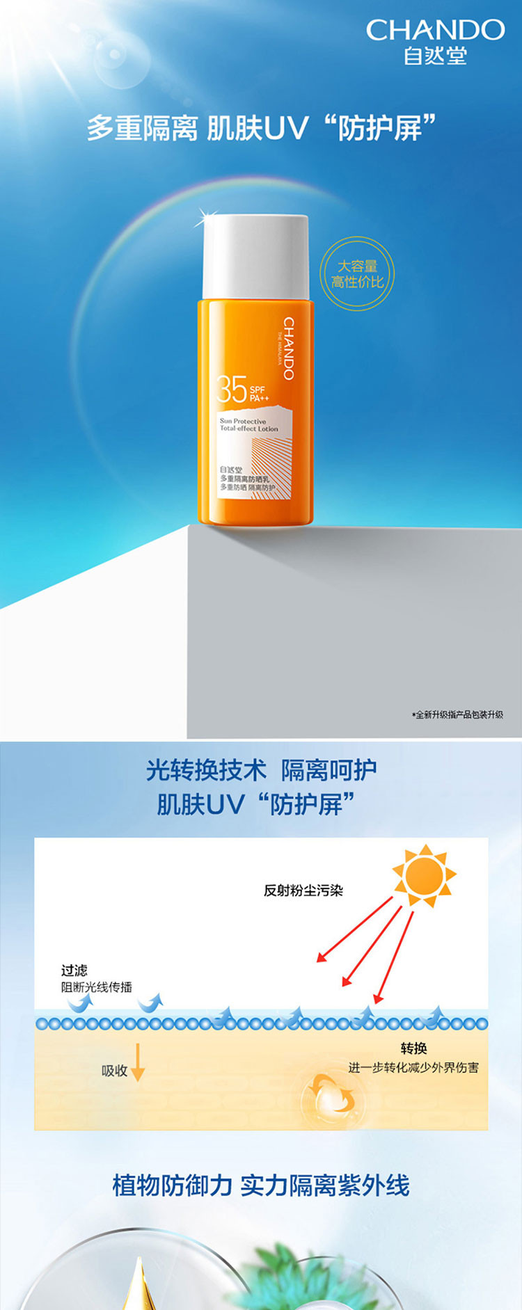 自然堂/CHANDO 多重隔离防晒乳 SPF35 PA++  60ml（防晒霜）