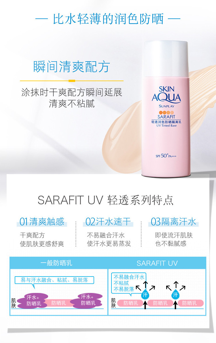 曼秀雷敦/MENTHOLATUM 新碧轻透润色防晒隔离乳30g SPF50+ 提亮肤色清爽持久