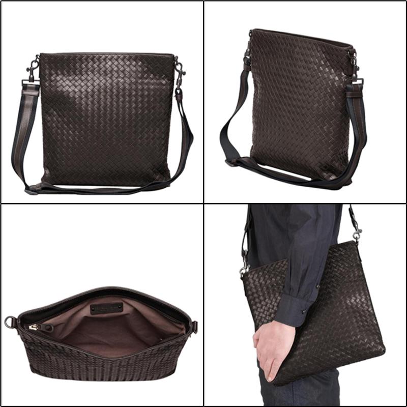 BOTTEGA VENETA 葆蝶家 牛皮男士编织斜背包 276356V465C2078 棕色