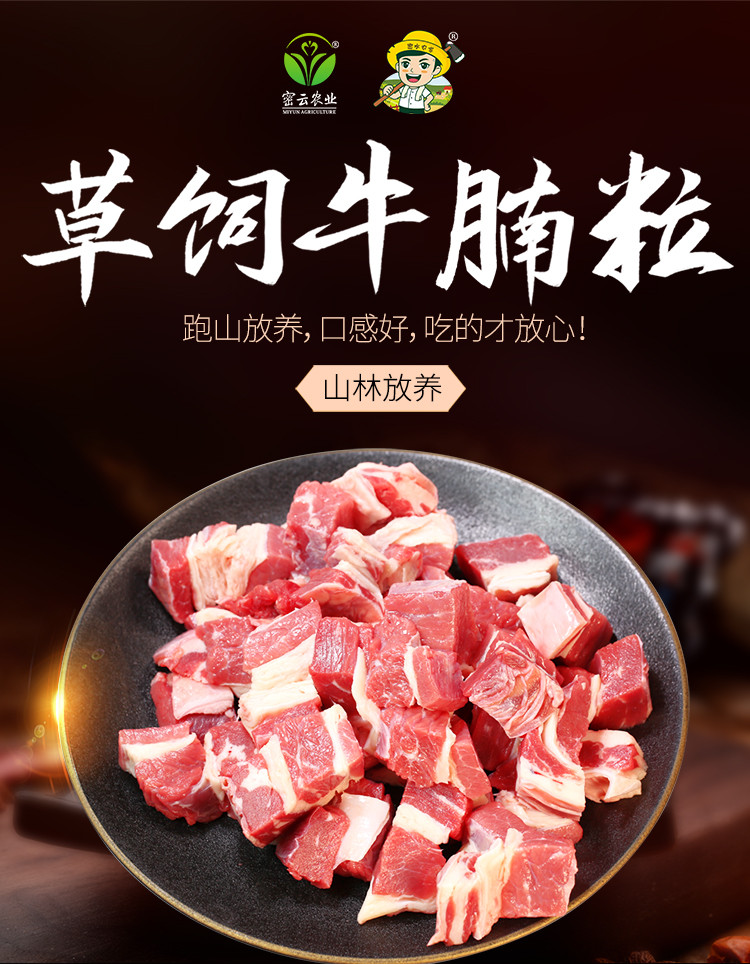 密水农家 【北京优农】原切谷饲新鲜精品牛腩块1kg牛肉粒