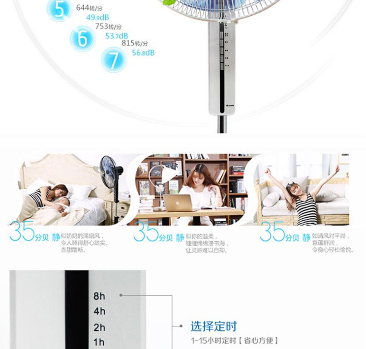 艾美特 家用电风扇落地扇礼品7叶大风力FS4085R