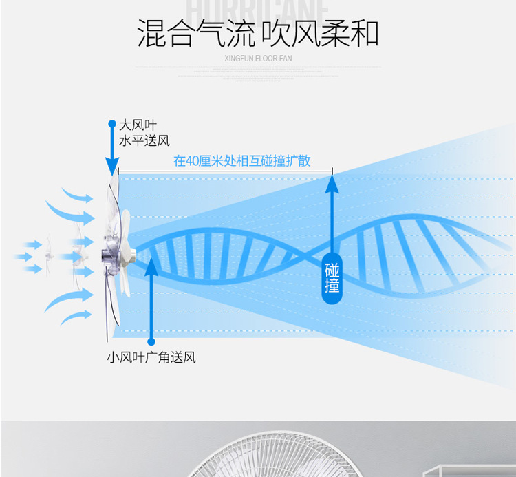 先锋电风扇DD1607/FS40-16D 家用节能机械定时落地扇 10风叶风扇